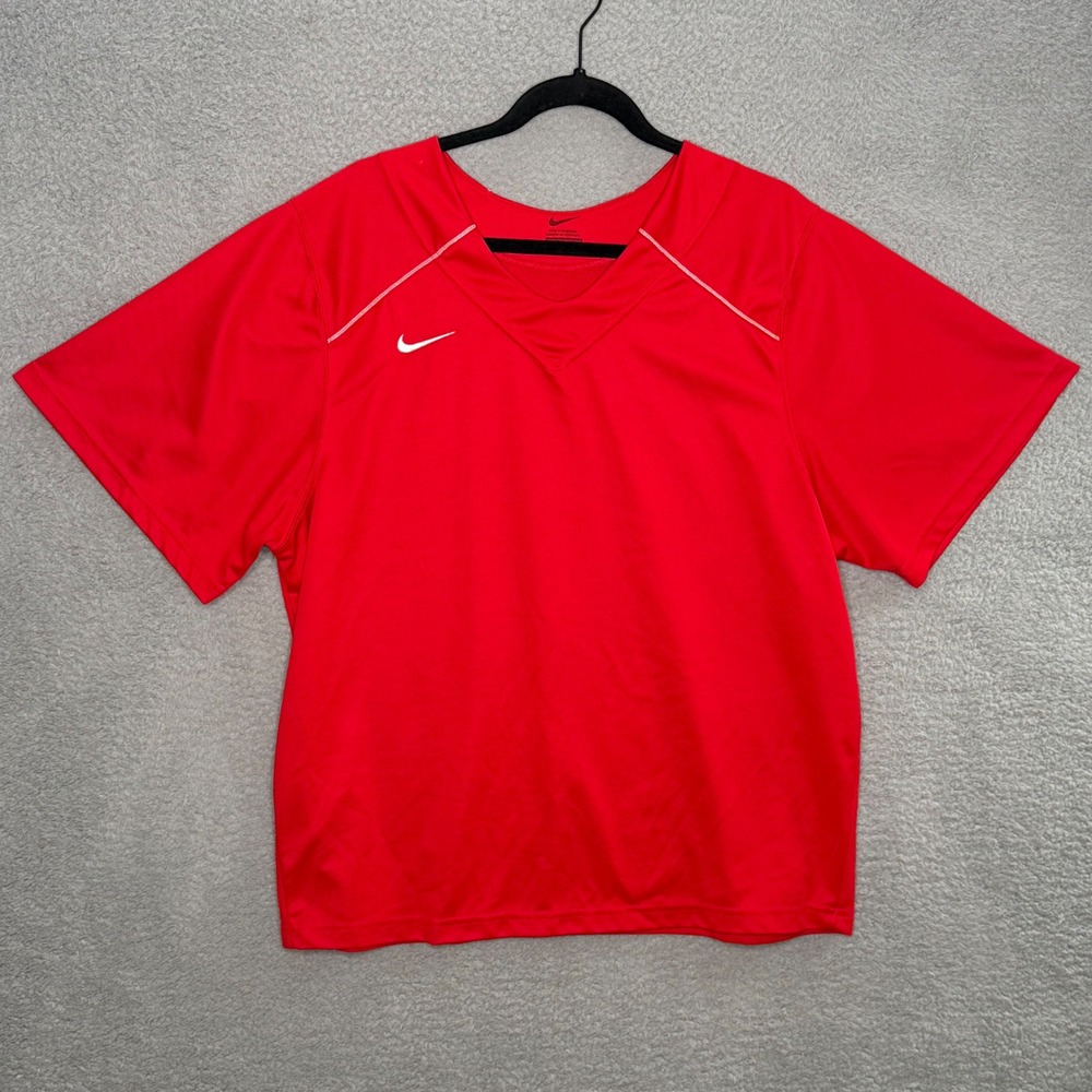 Nike Mens Red V-Neck Short Sleeve Athletic Training Shirt SP130610HBB Large